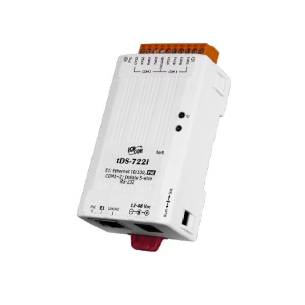 tDS722i Serial to Ethernet Device Server, 2 Isolated RS 232 ports, Icp Das, Mfr#: tDS722i